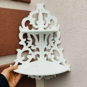 Decoração de Canto com Prateleiras -MDF Cor Branco 33x42cm