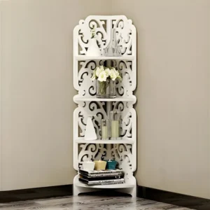 Prateleira de Canto 4 Compartimentos - MDF Cor Branco 42x80cm