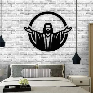 Decoração de Parede Jesus Cristo - MDF Cor Preta 29x19cm 3mm