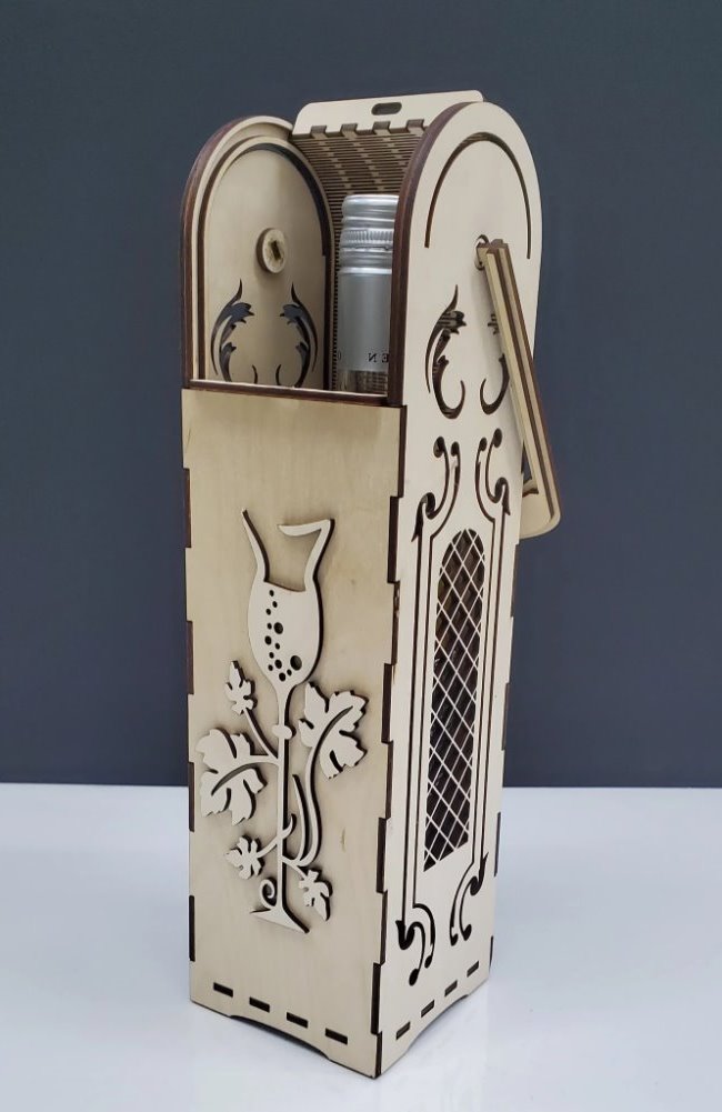 Porta Vinho Personalizado - MDF 9,5x35x9,5cm