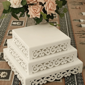 Kit Decorativo Bandejas de Doces - MDF 3 peças Cor Branco P M G