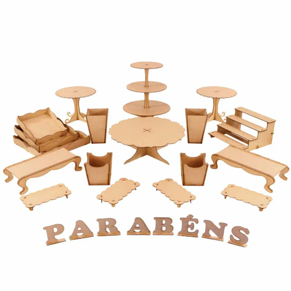 Kit Festa Provençal Decoração MDF Luxo Arabesco - 20 Peças