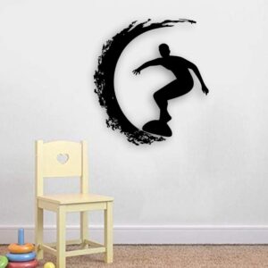Decoração de Parede Surfista - MDF Cor Preta 30x35cm 3mm